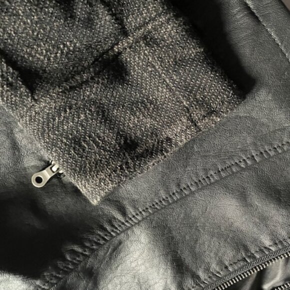 Xhilaration Black Faux Leather and Sweater Jacket Women- Size L - NWOT - Picture 9 of 14